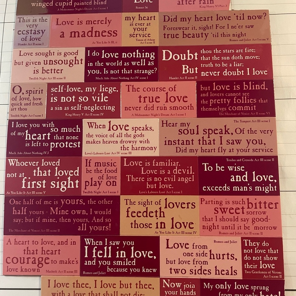 31 Shakespeare pull apart love quote magnets